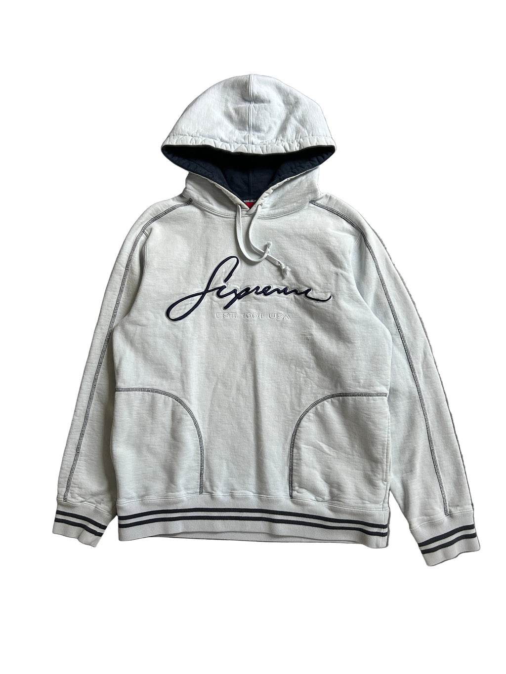 SUPREME CONTRAST EMBROIDERED HOODIE (M)