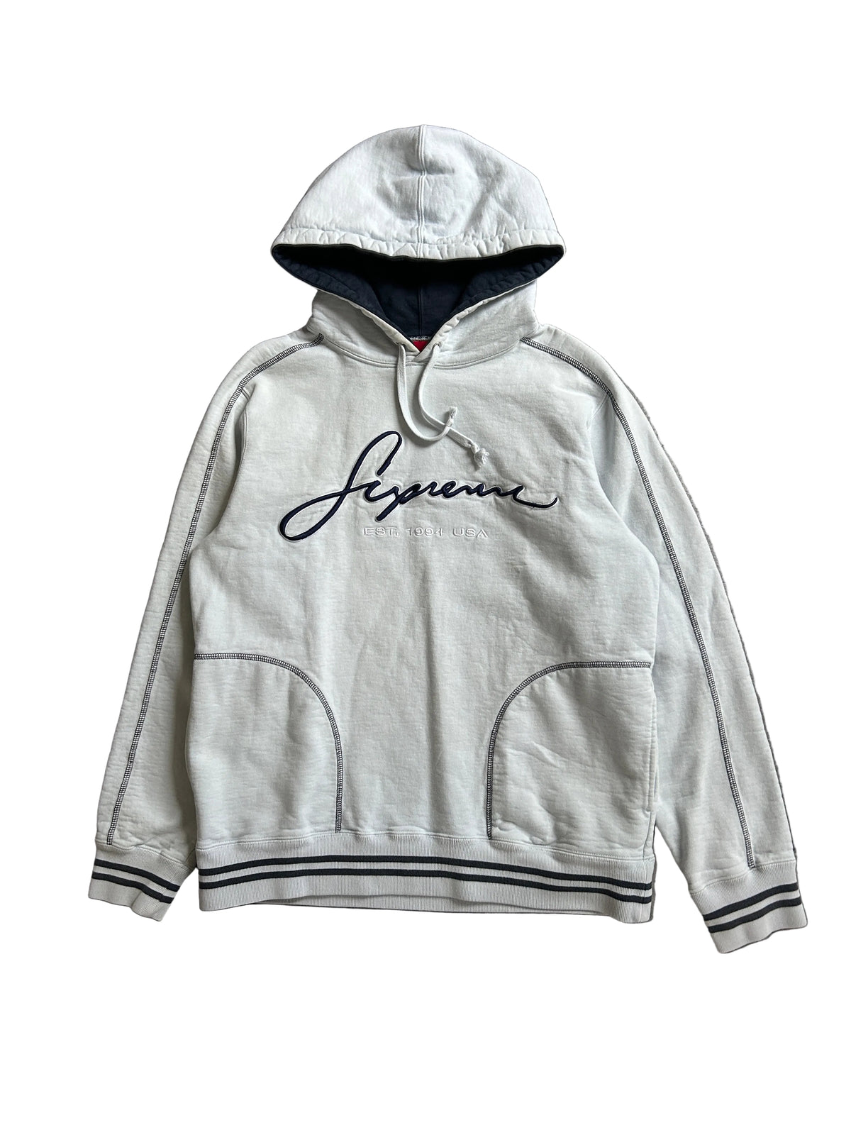 SUPREME CONTRAST EMBROIDERED HOODIE (M)