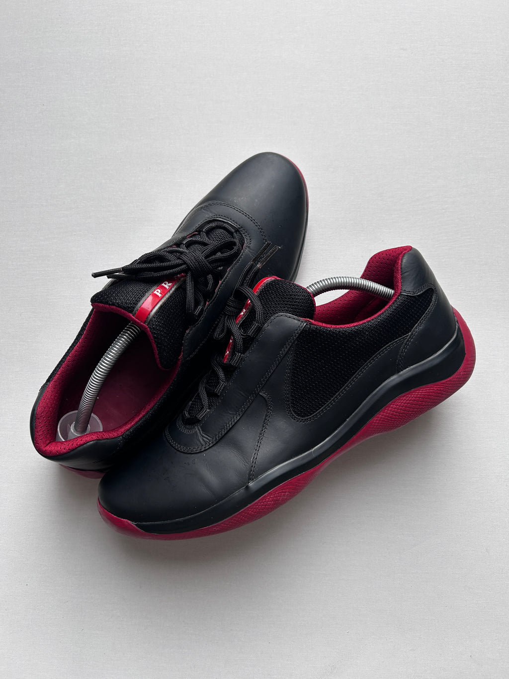 PRADA CUPS OG LEATHER “BLACK/RED” 46EU