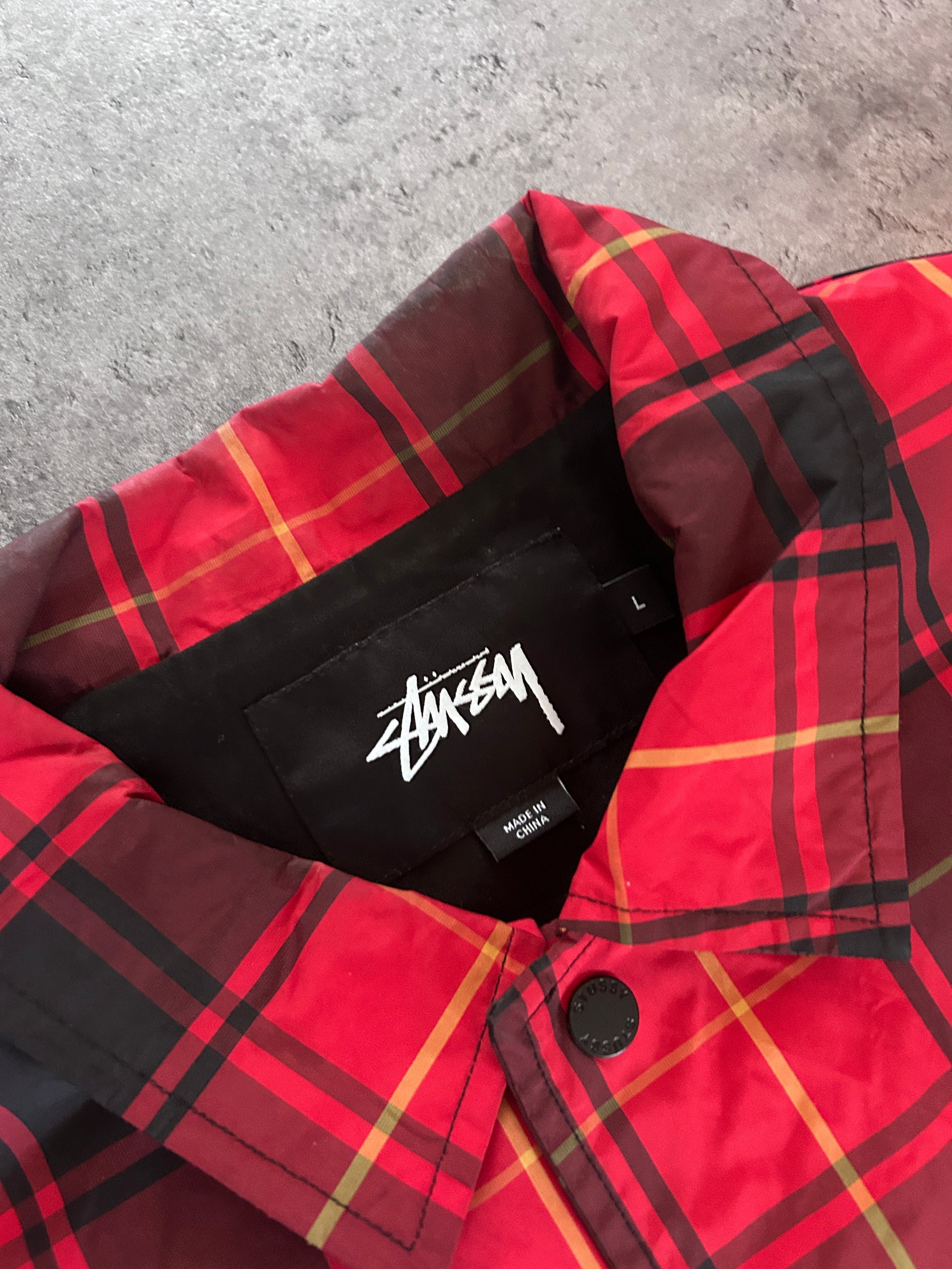 STUSSY COACH JACKET “RED PLAID” (L)