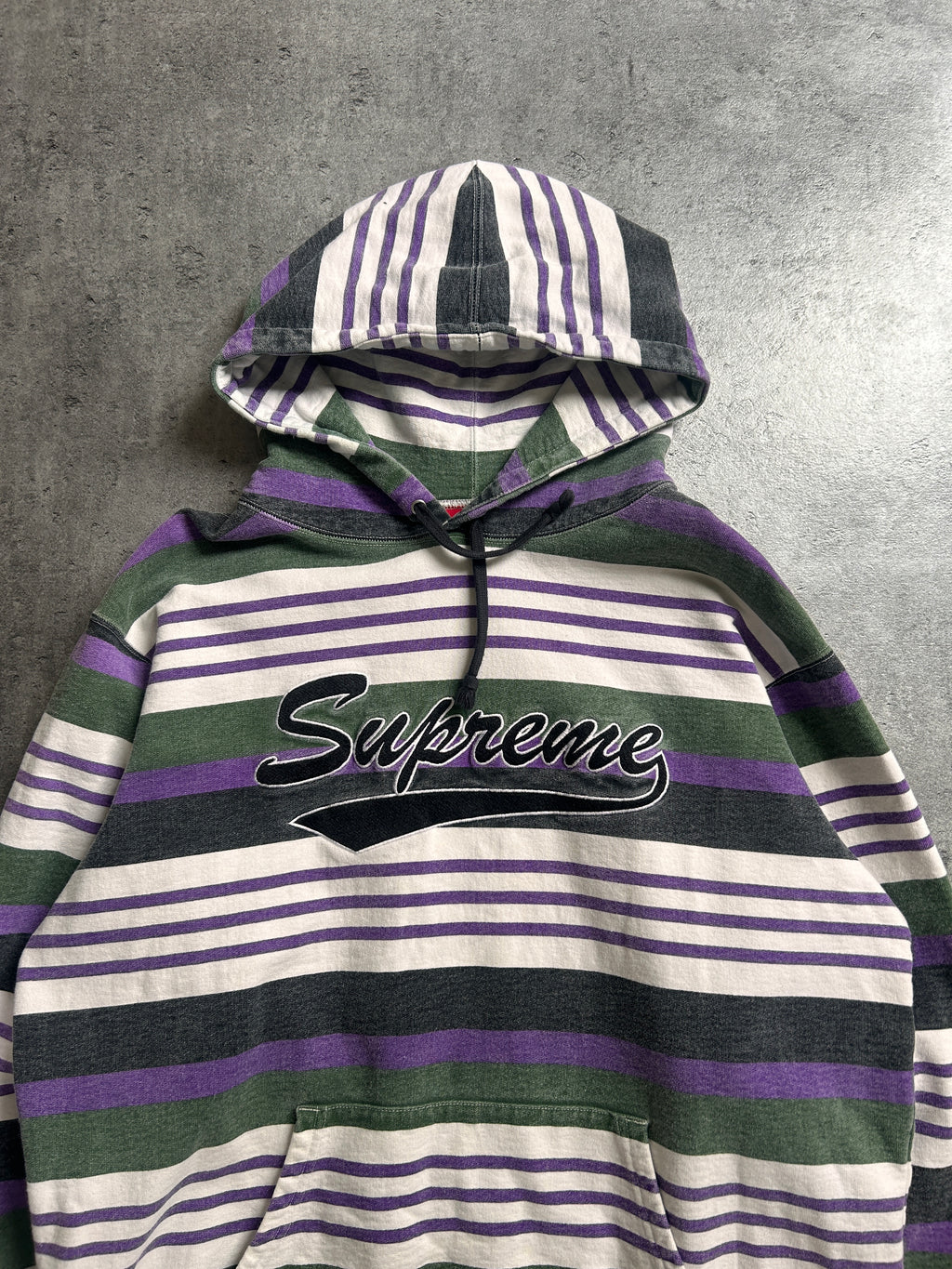 SUPREME MULTICOLOR STRIPED HOODIE (L)