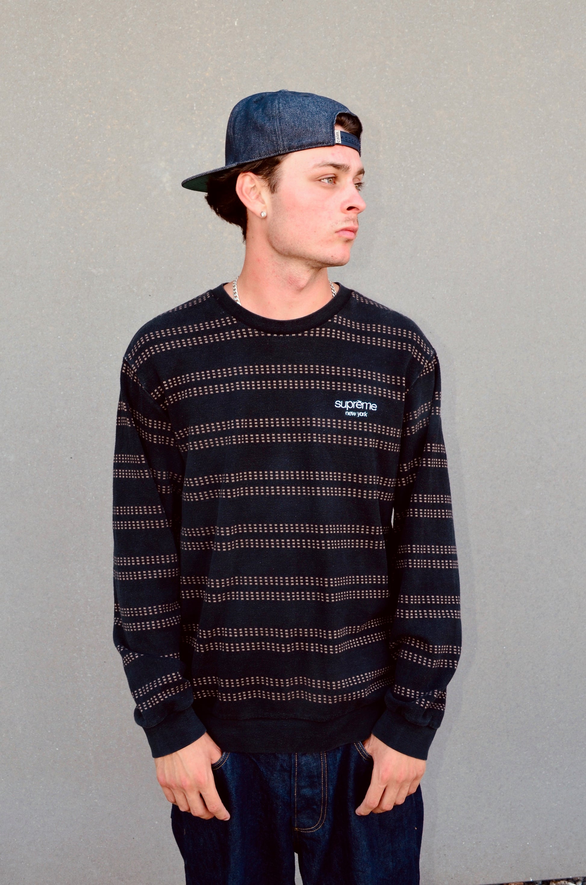 SUPREME DASH STRIPE CREWNECK (M/L)