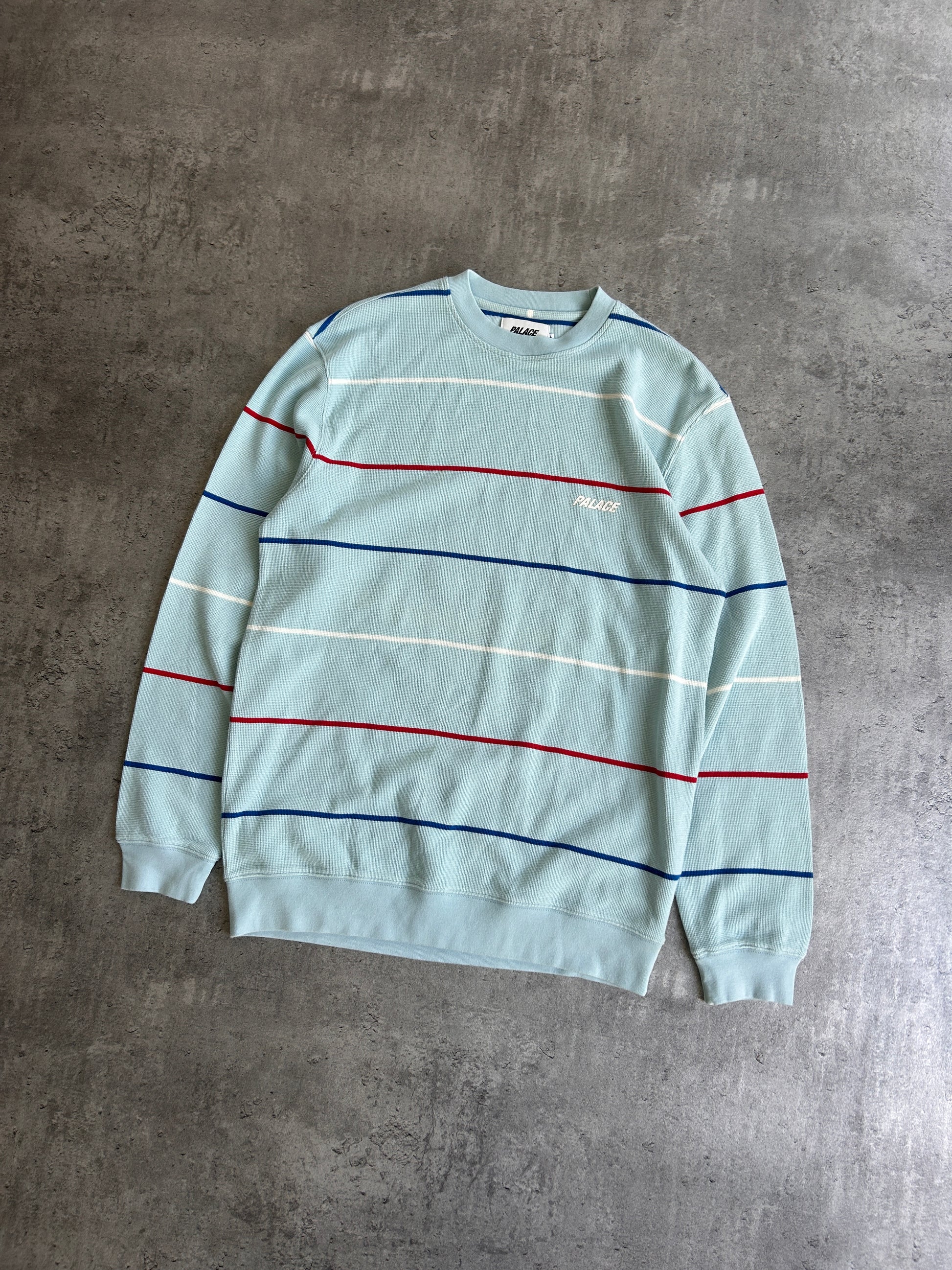 PALACE STRIPE WAFFLE CREWNECK (L)