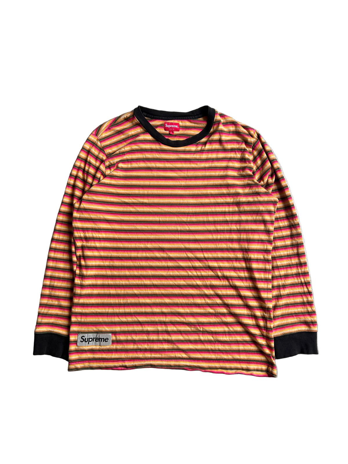 SUPREME MULTI STRIPE PATCH LONGSLEEVE (L)