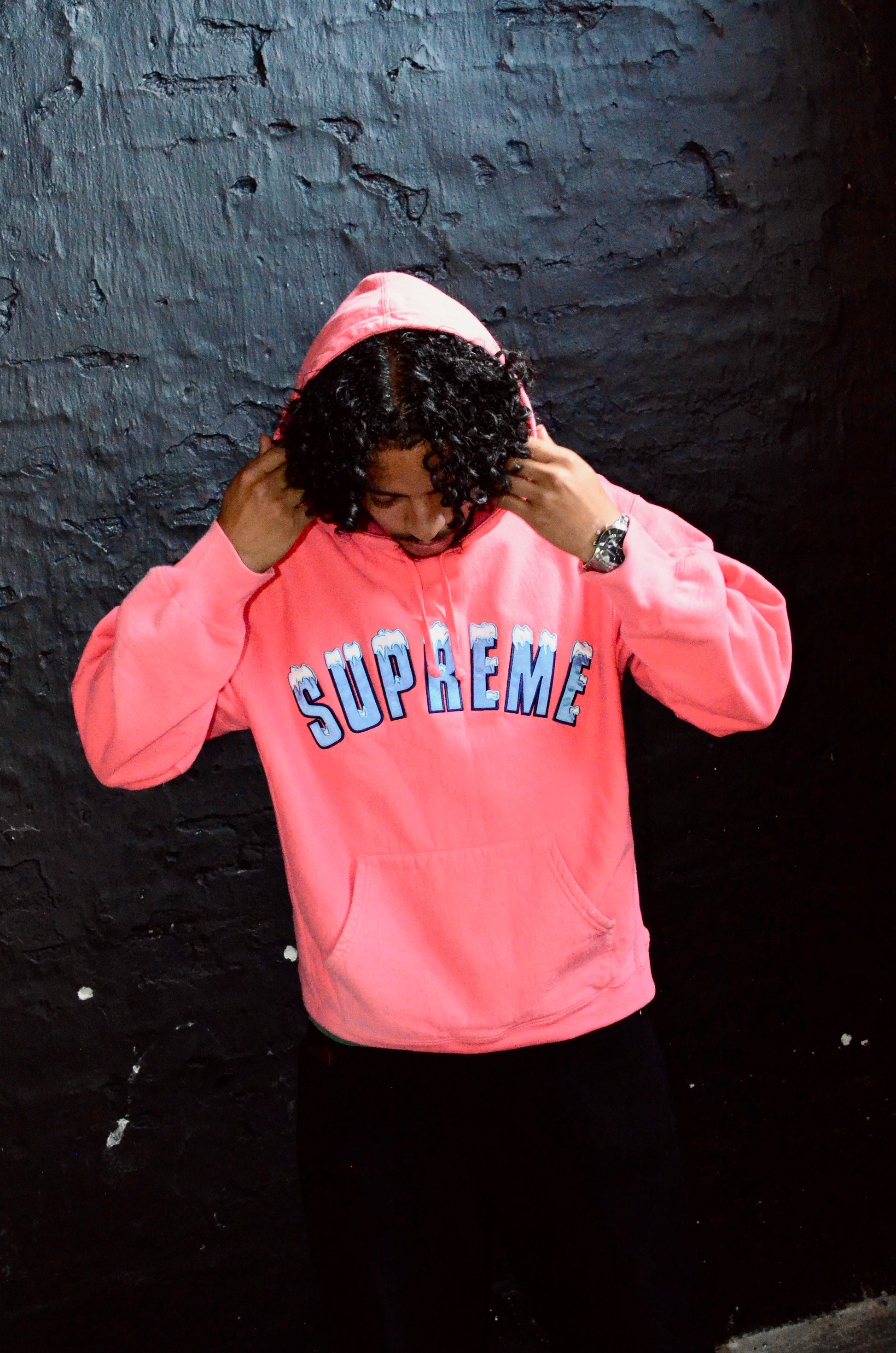 SUPREME PINK ICE ARC HOODIE (L)