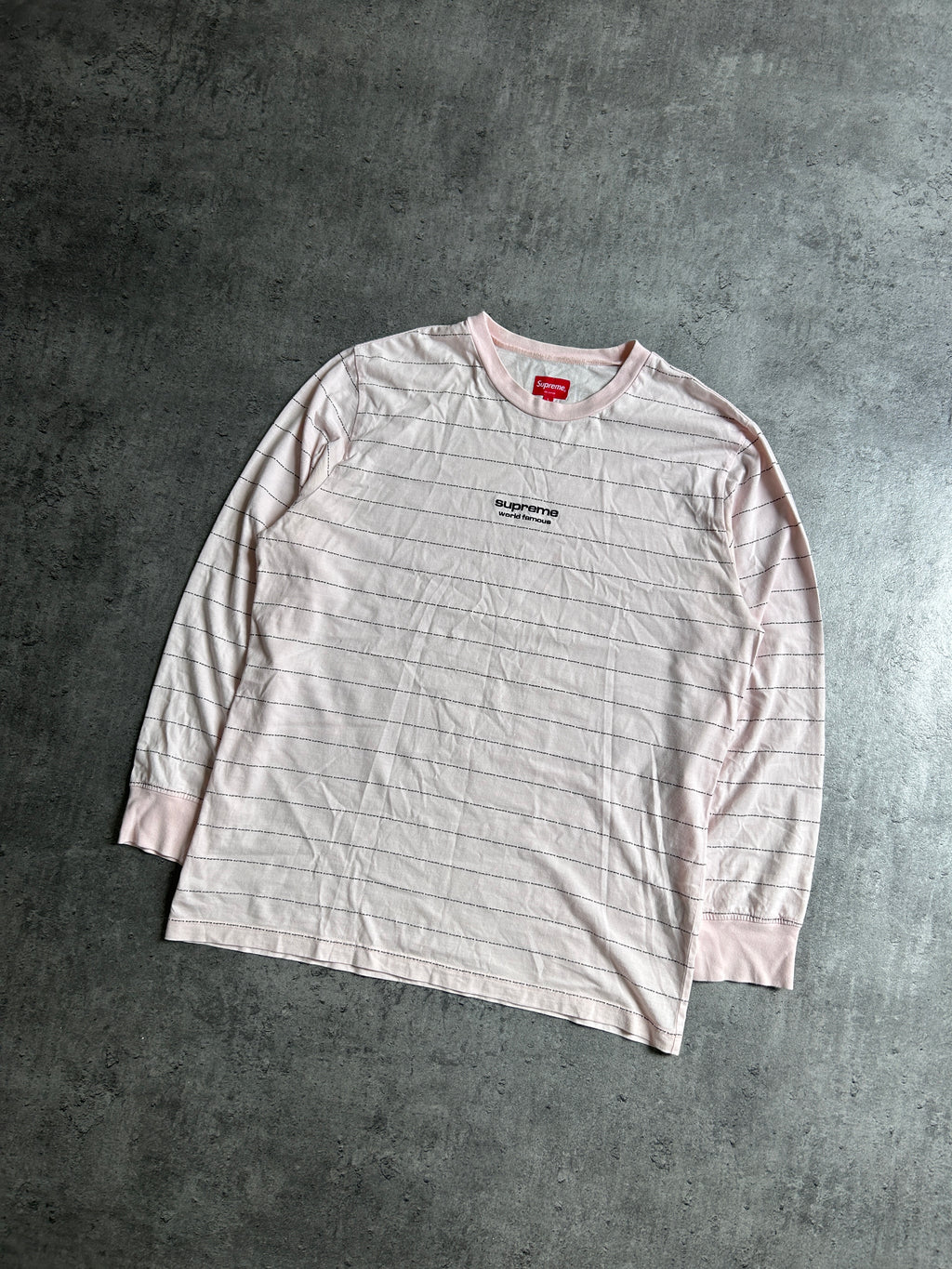 SUPREME LOGO STRIPE LONGSLEEVE “PALE PEACH” (L)