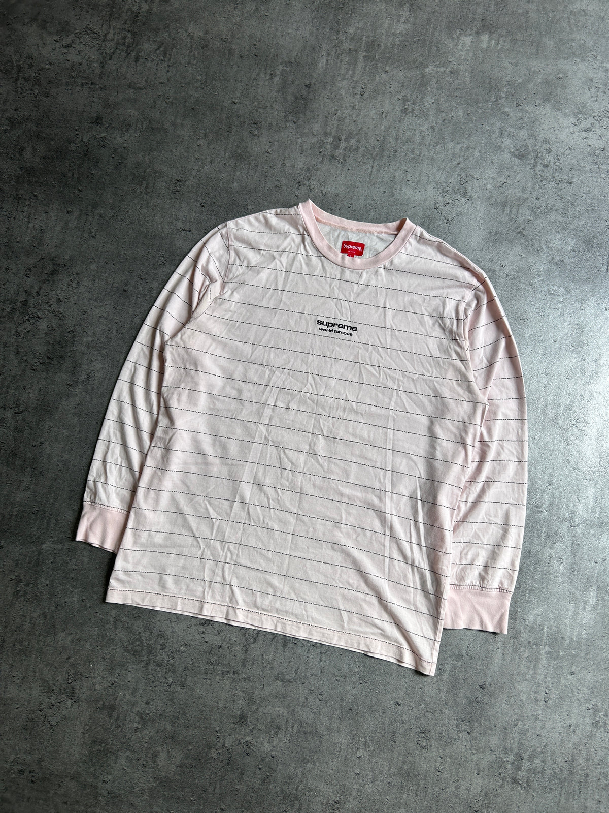 SUPREME LOGO STRIPE LONGSLEEVE “PALE PEACH” (L)