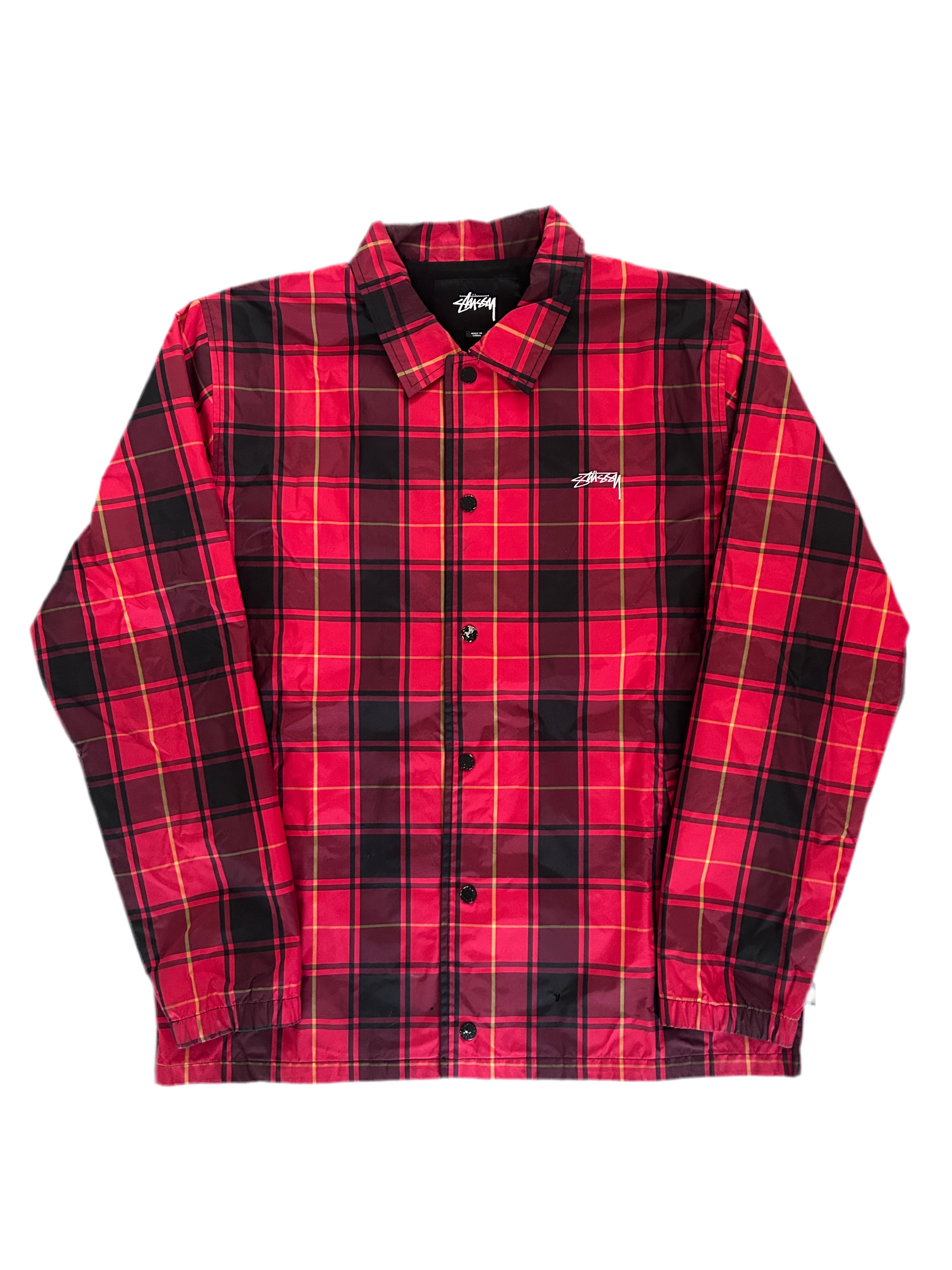 STUSSY COACH JACKET “RED PLAID” (L)