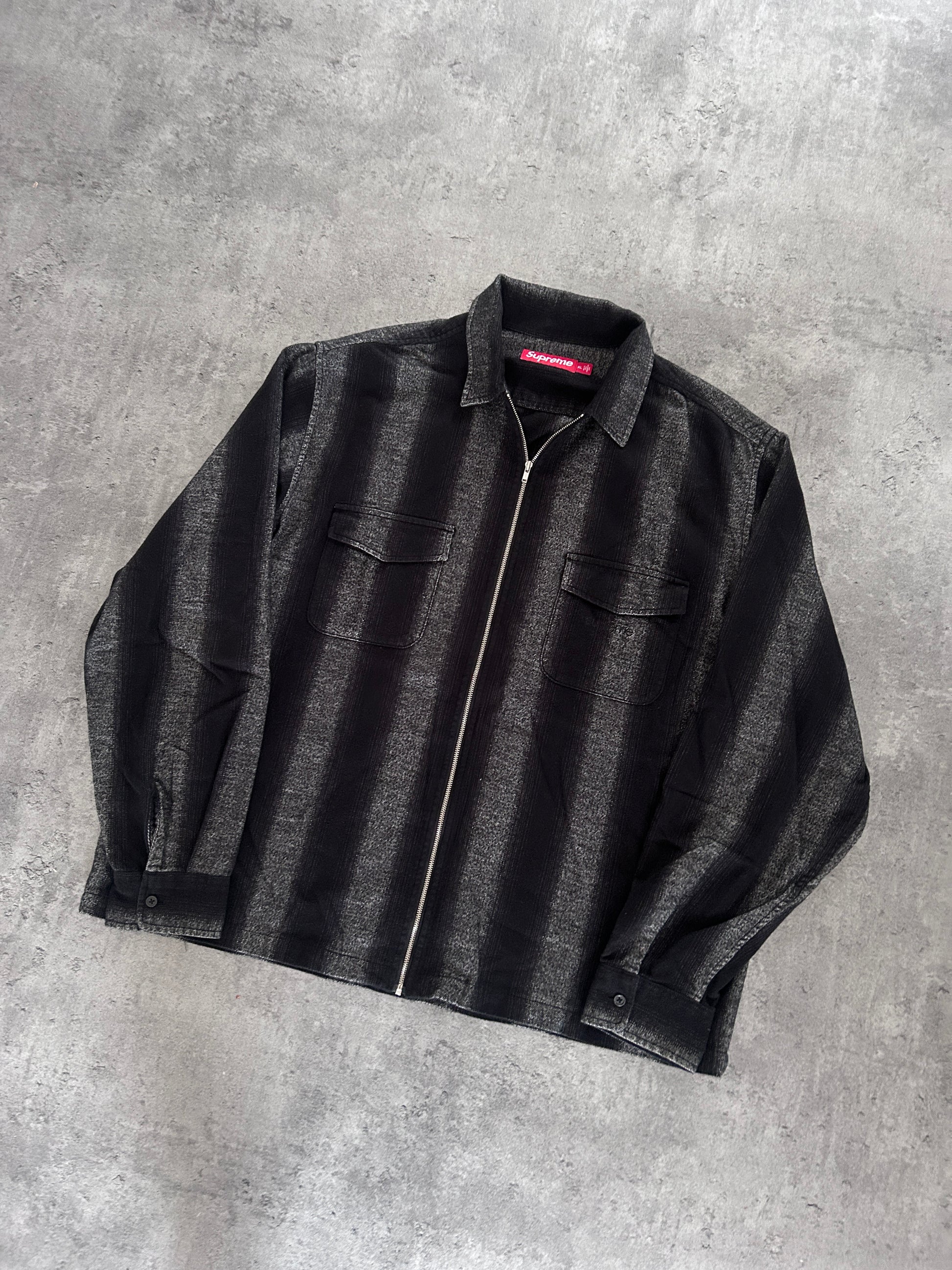 SUPREME STRIPE FLANNEL ZIP UP (XL)