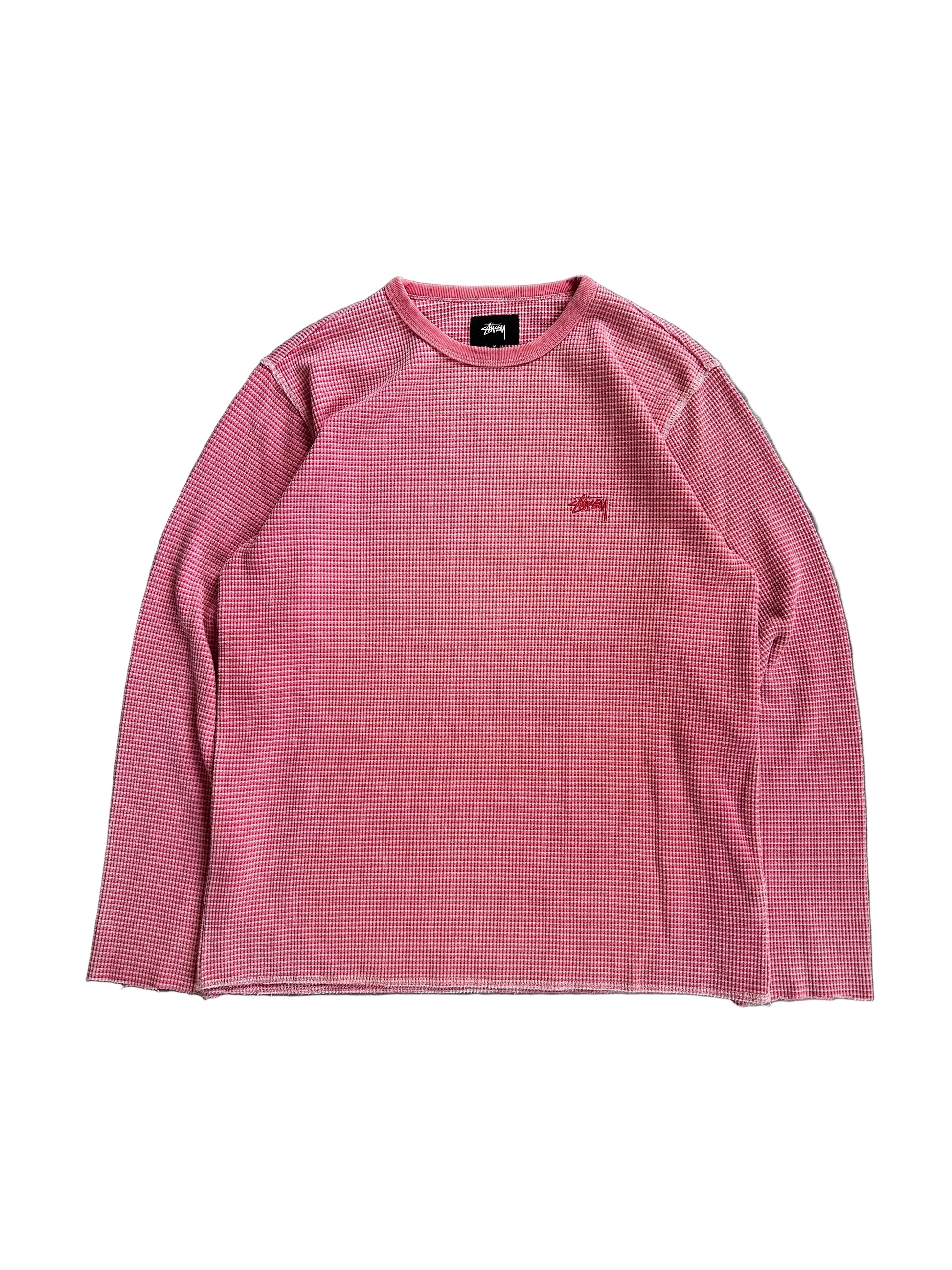 STÜSSY PINK WAFFLE KNIT LONGSLEEVE (M)