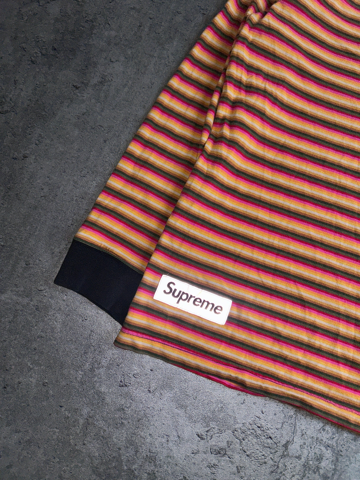 SUPREME MULTI STRIPE PATCH LONGSLEEVE (L)