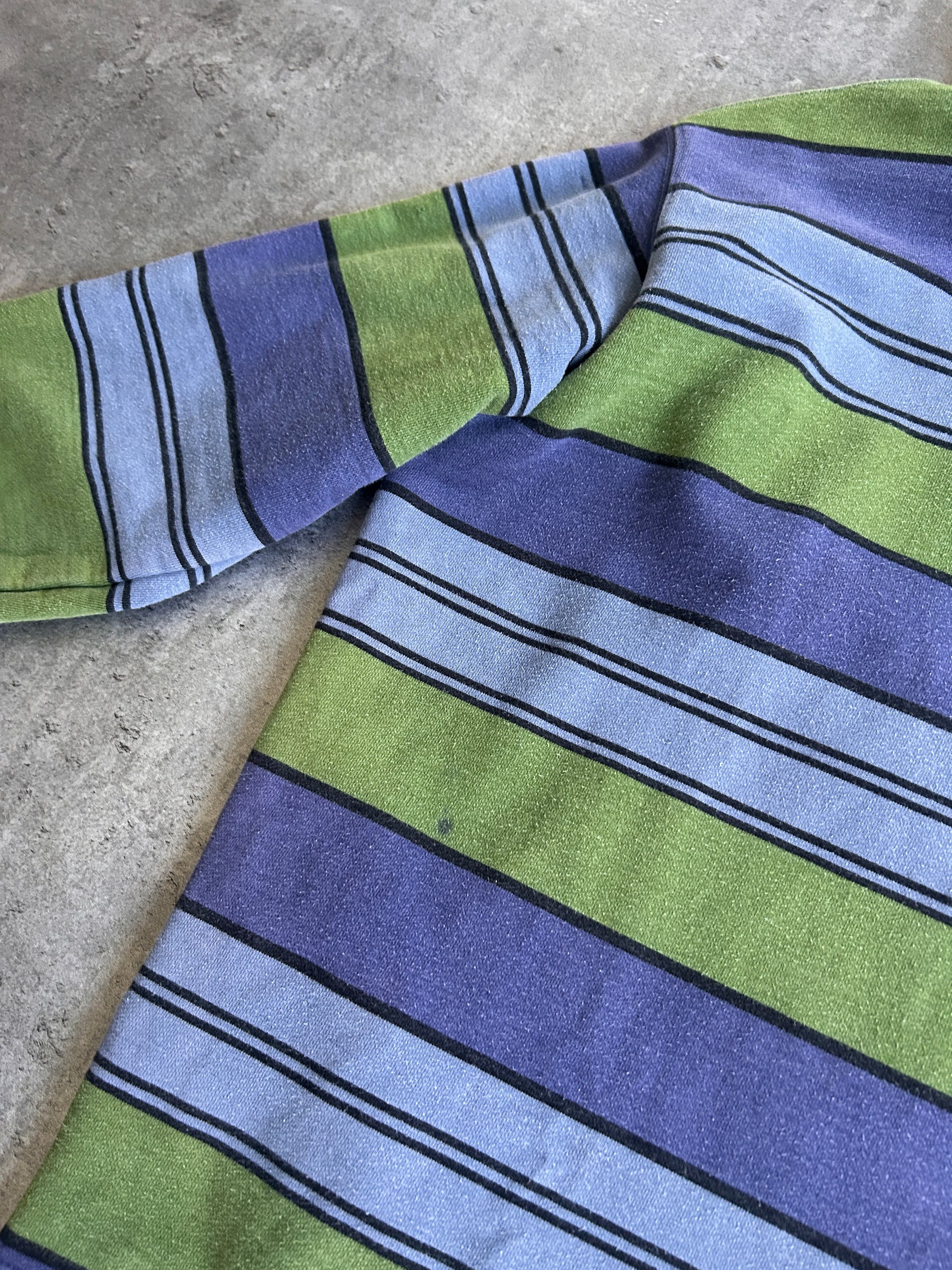 SUPREME STRIPED HOODED CREWNECK (M)