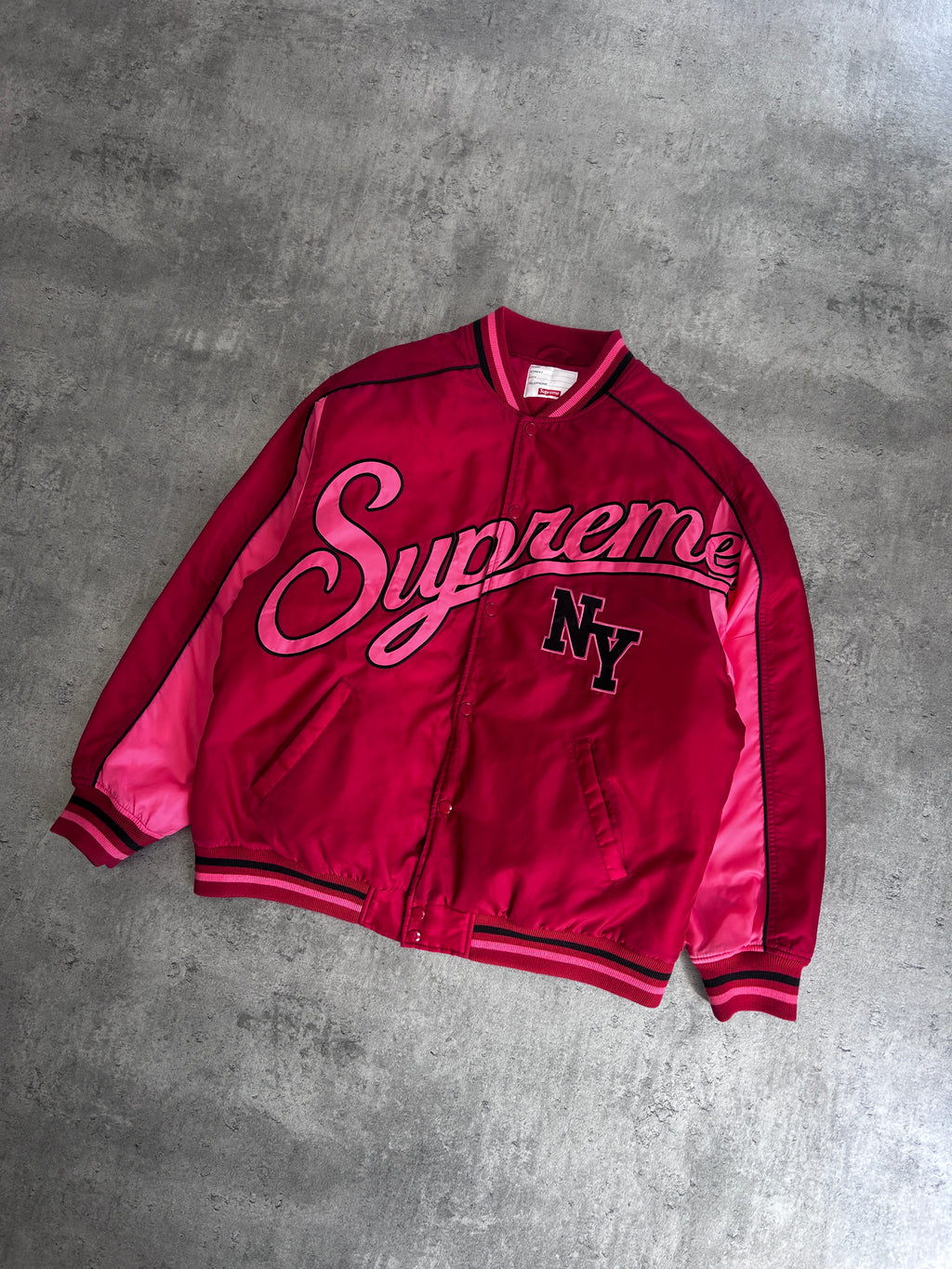 SUPREME CONTRAST SCRIPT VARSITY JACKET (XL)