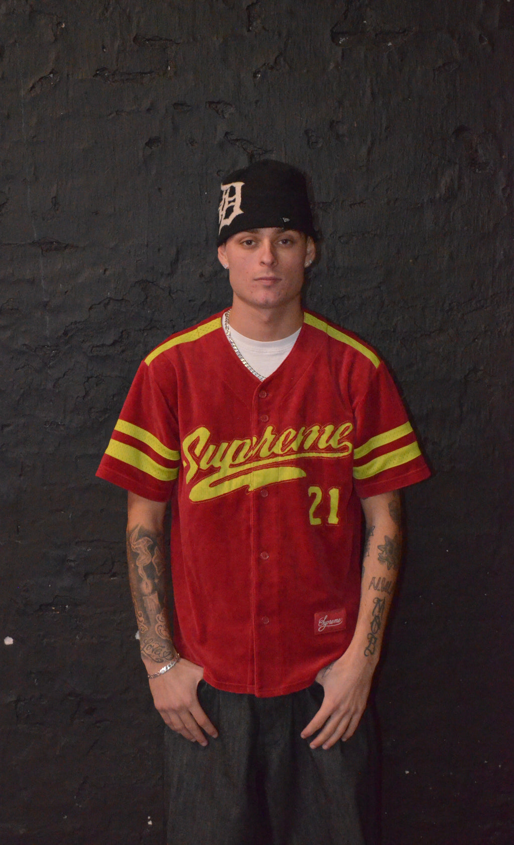 SUPREME VELOUR BASEBALL JERSEY (S)