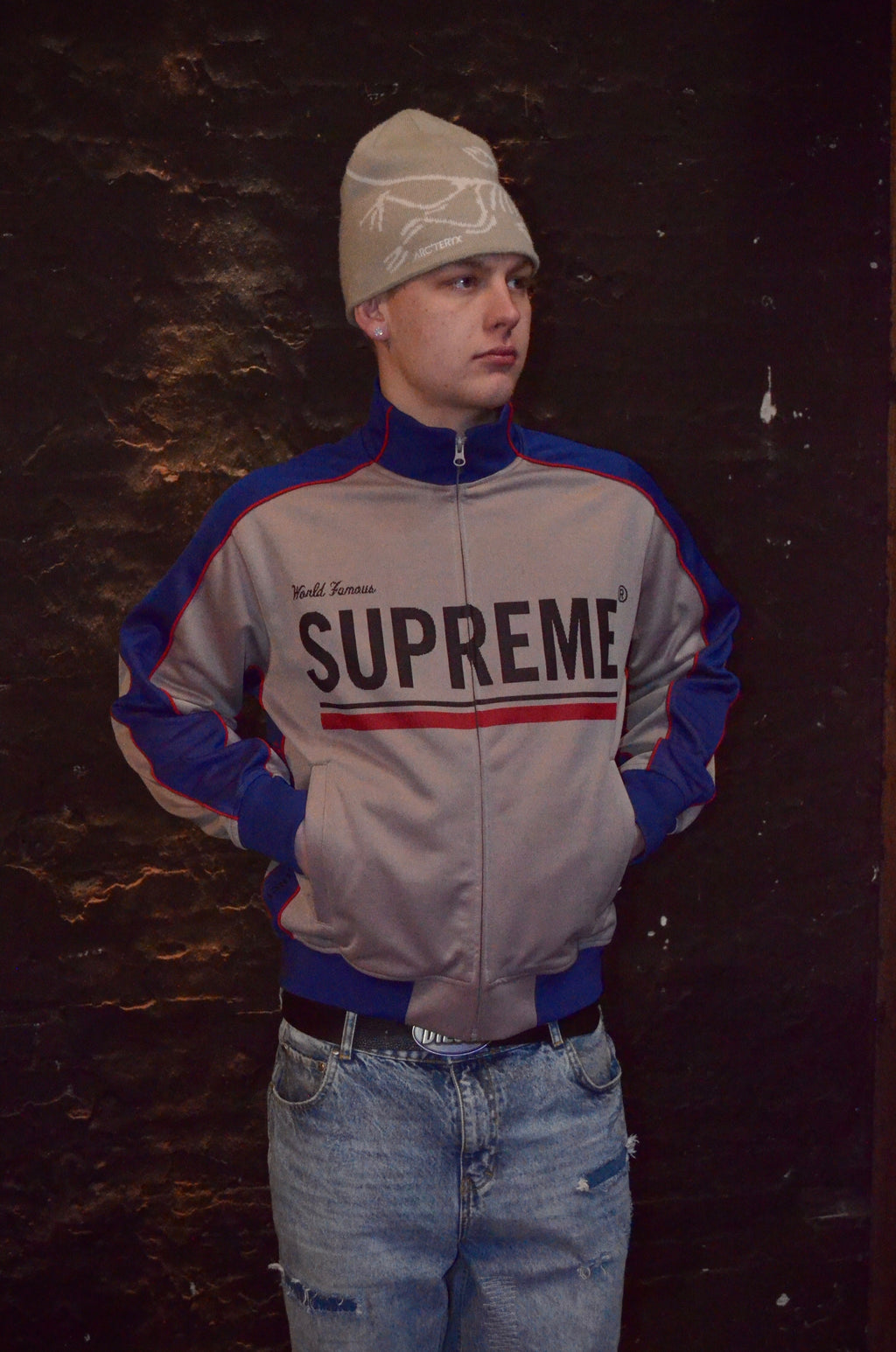 SUPREME PHONE NUMBER TRACK JACKET (L)