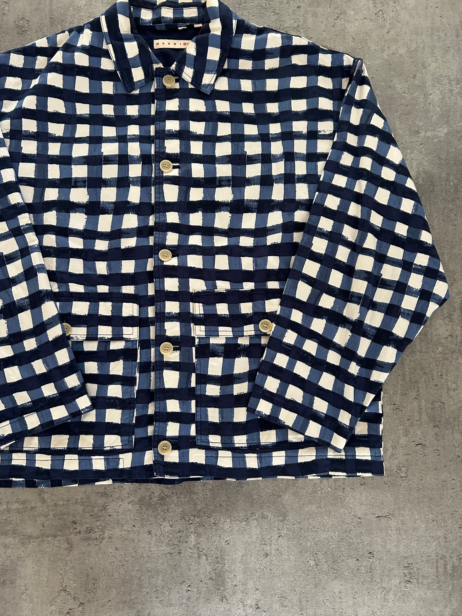 MARNI X UNIQLO JAKKE “BLÅ/HVID” (XL)