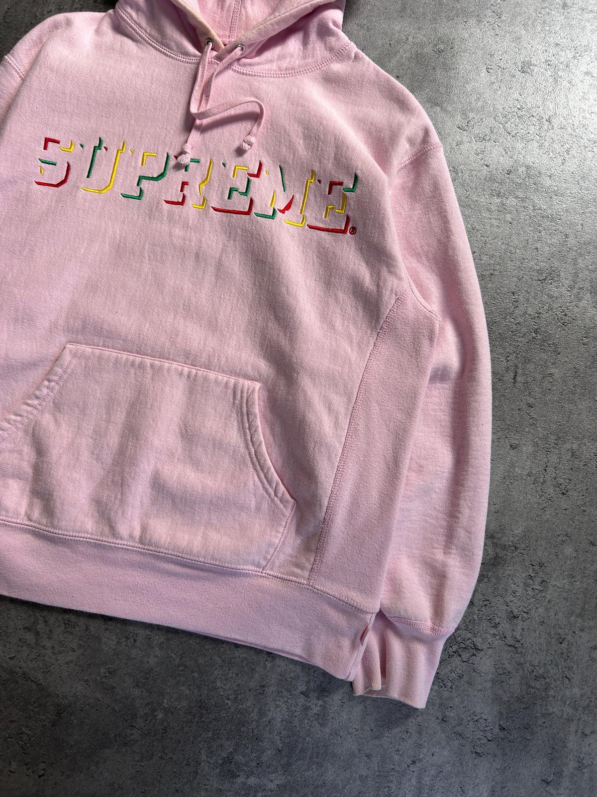 SUPREME DROP SHADOW HOODIE PINK (S)