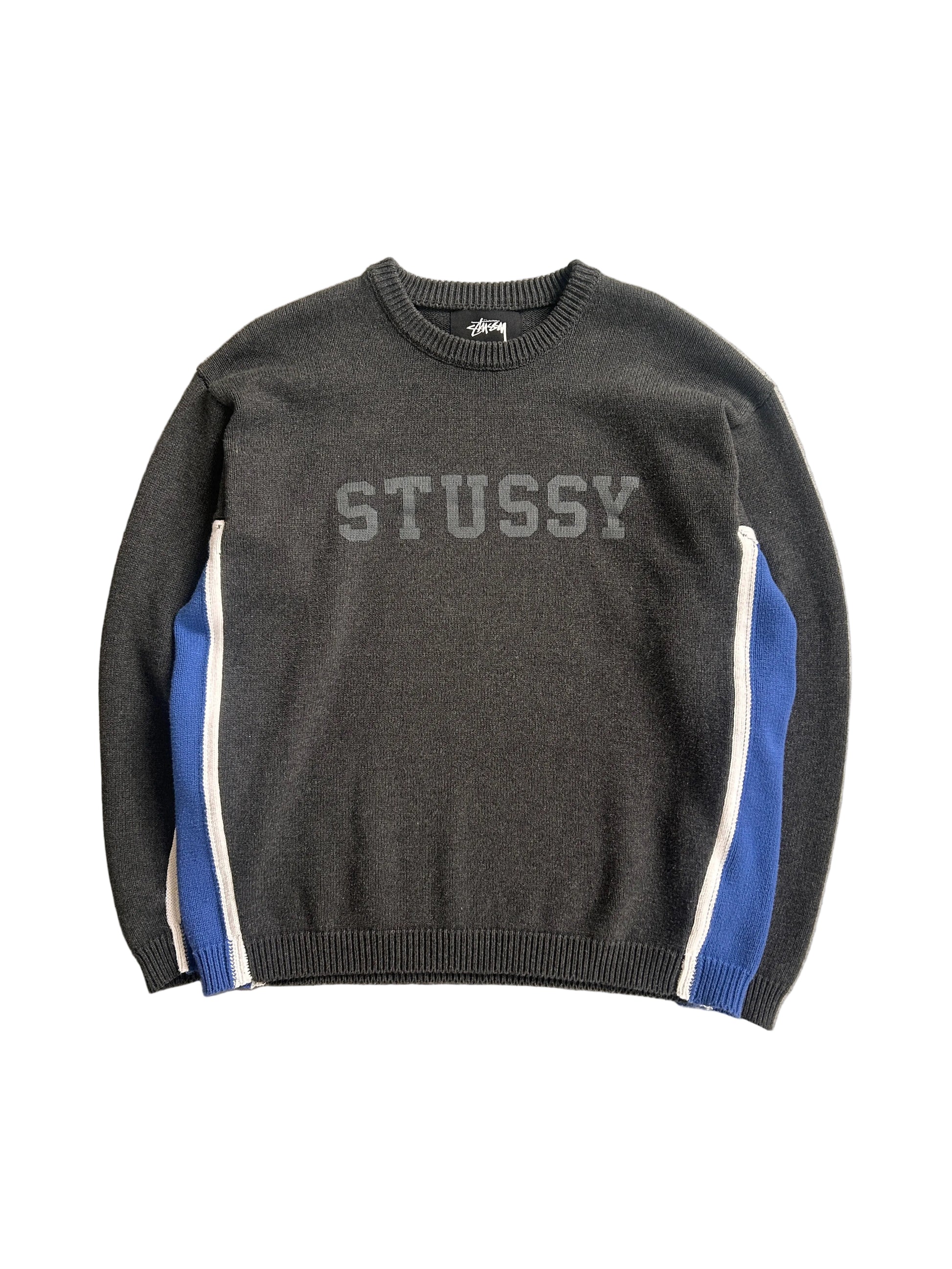 STÜSSY CONTRAST STRIPE KNIT SWEATER (L)