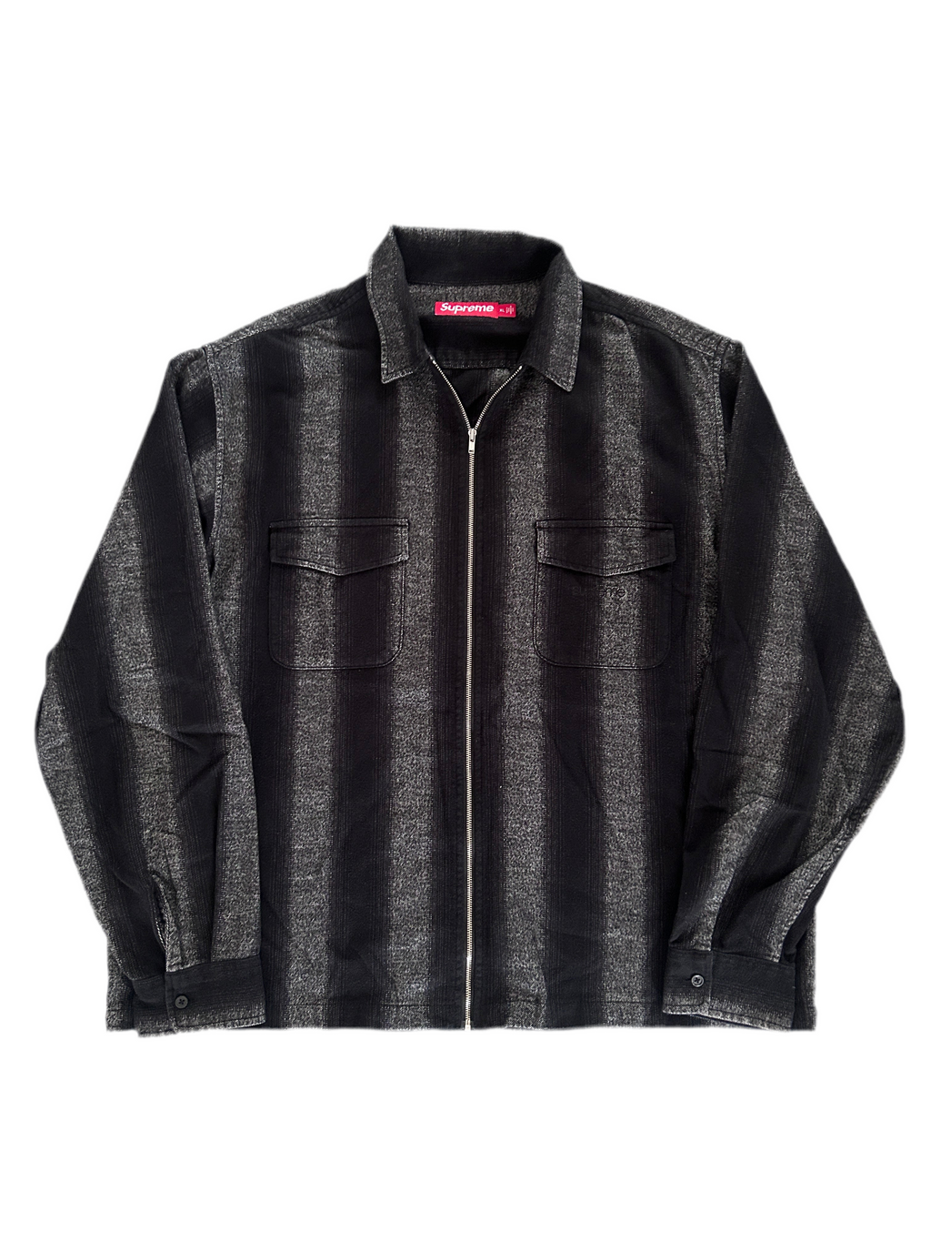 SUPREME STRIPE FLANNEL ZIP UP (XL)
