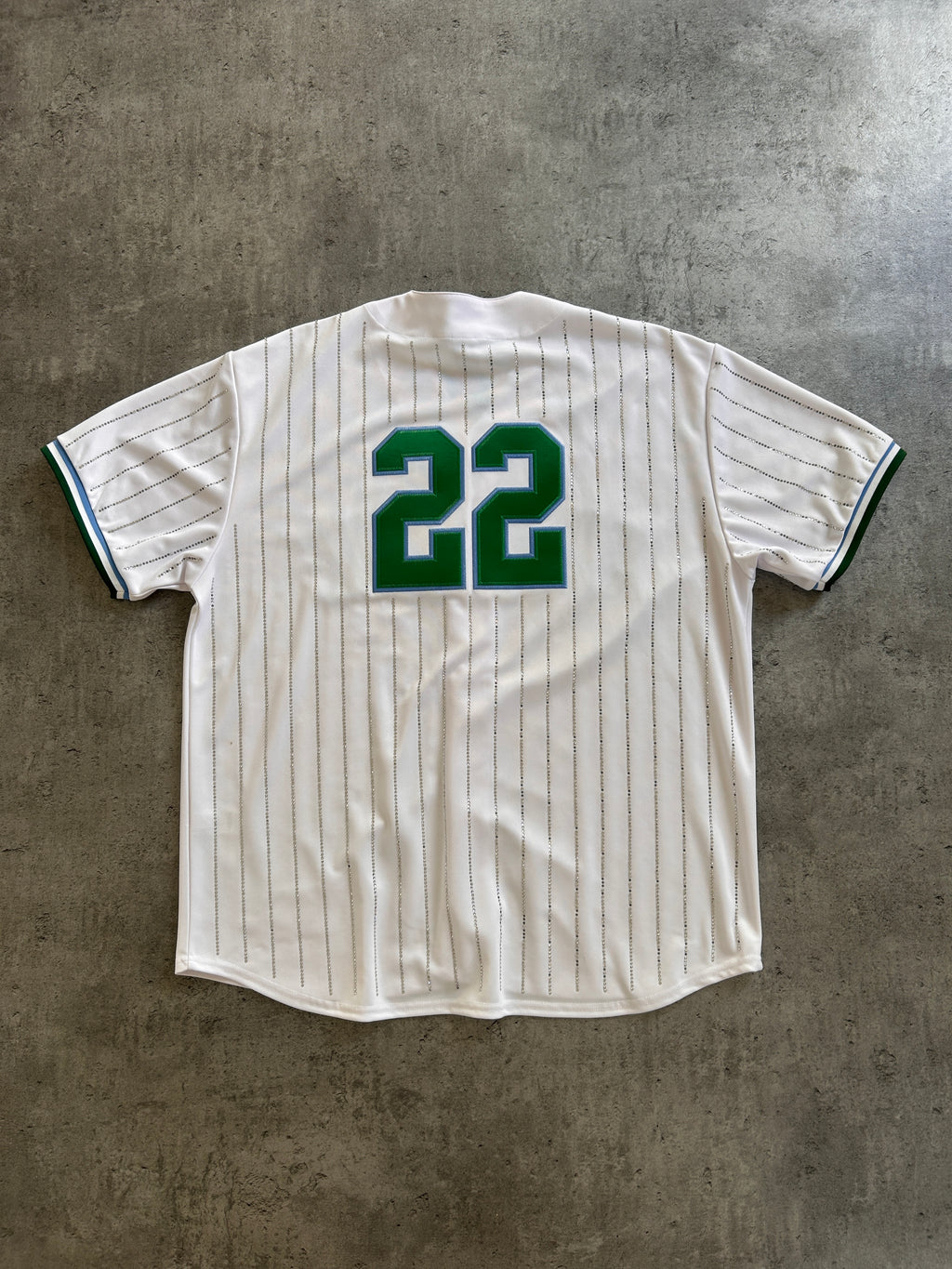SUPREME RHINESTONE STRIPE BASEBALL JERSEY (L/XL)