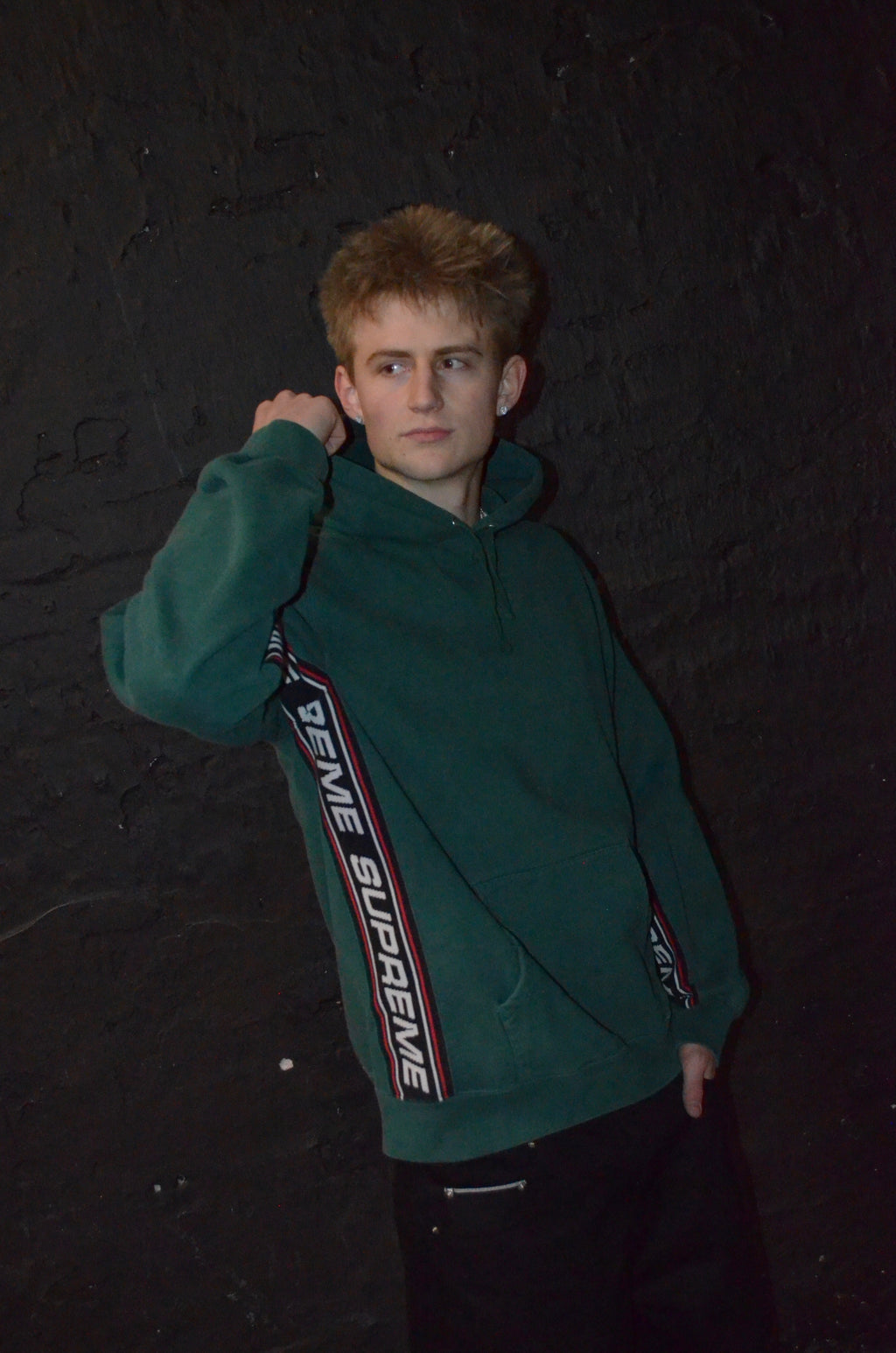 SUPREME TEXT RIB HOODIE FW19 (XL)