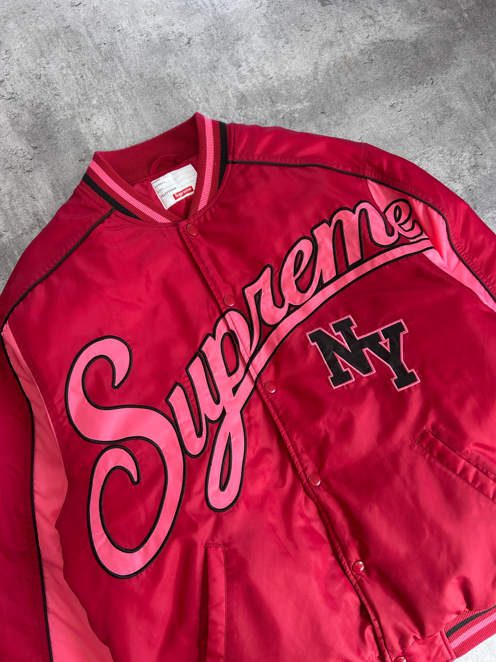 SUPREME CONTRAST SCRIPT VARSITY JACKET (XL)
