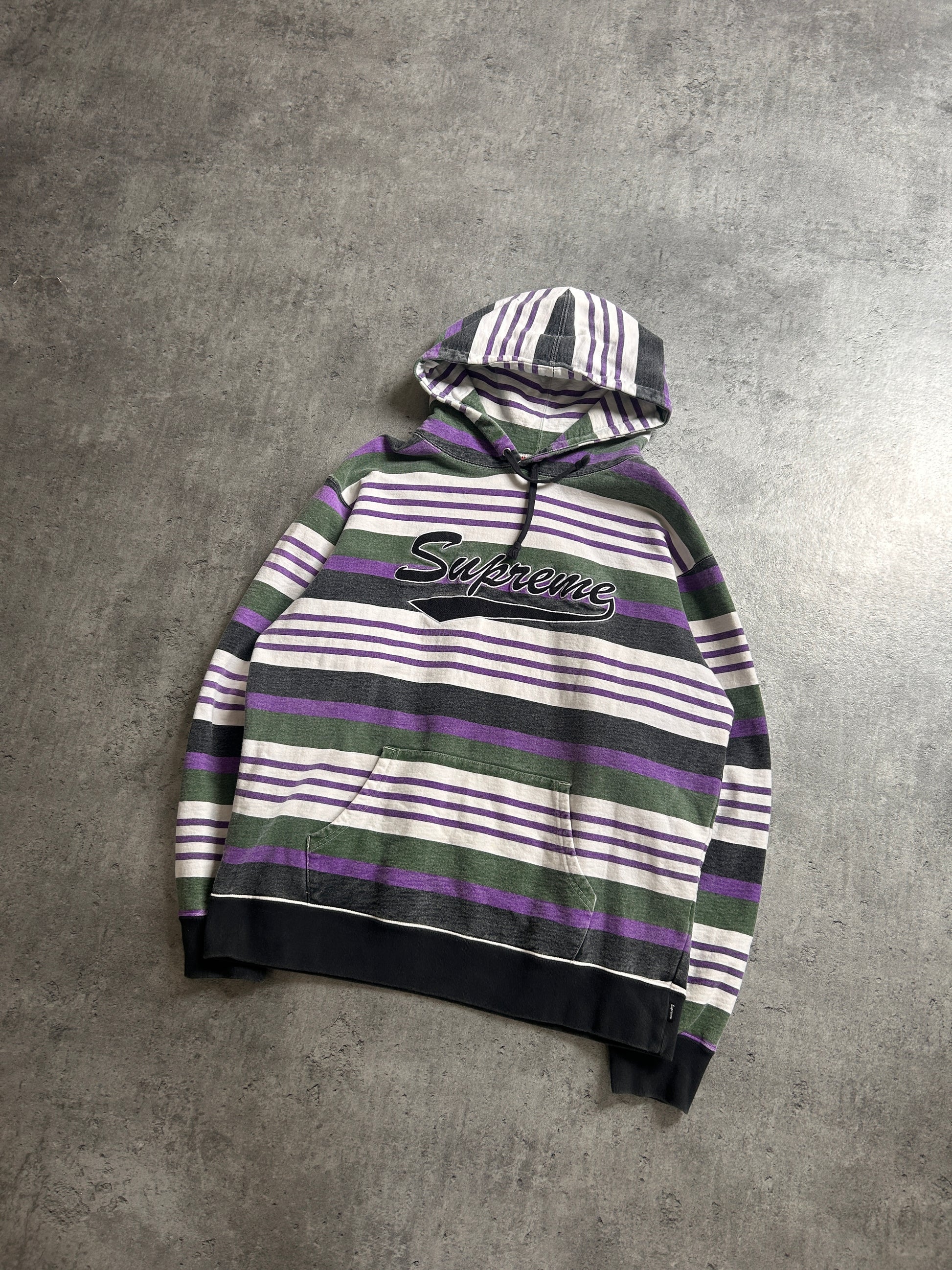 SUPREME MULTICOLOR STRIPED HOODIE (L)