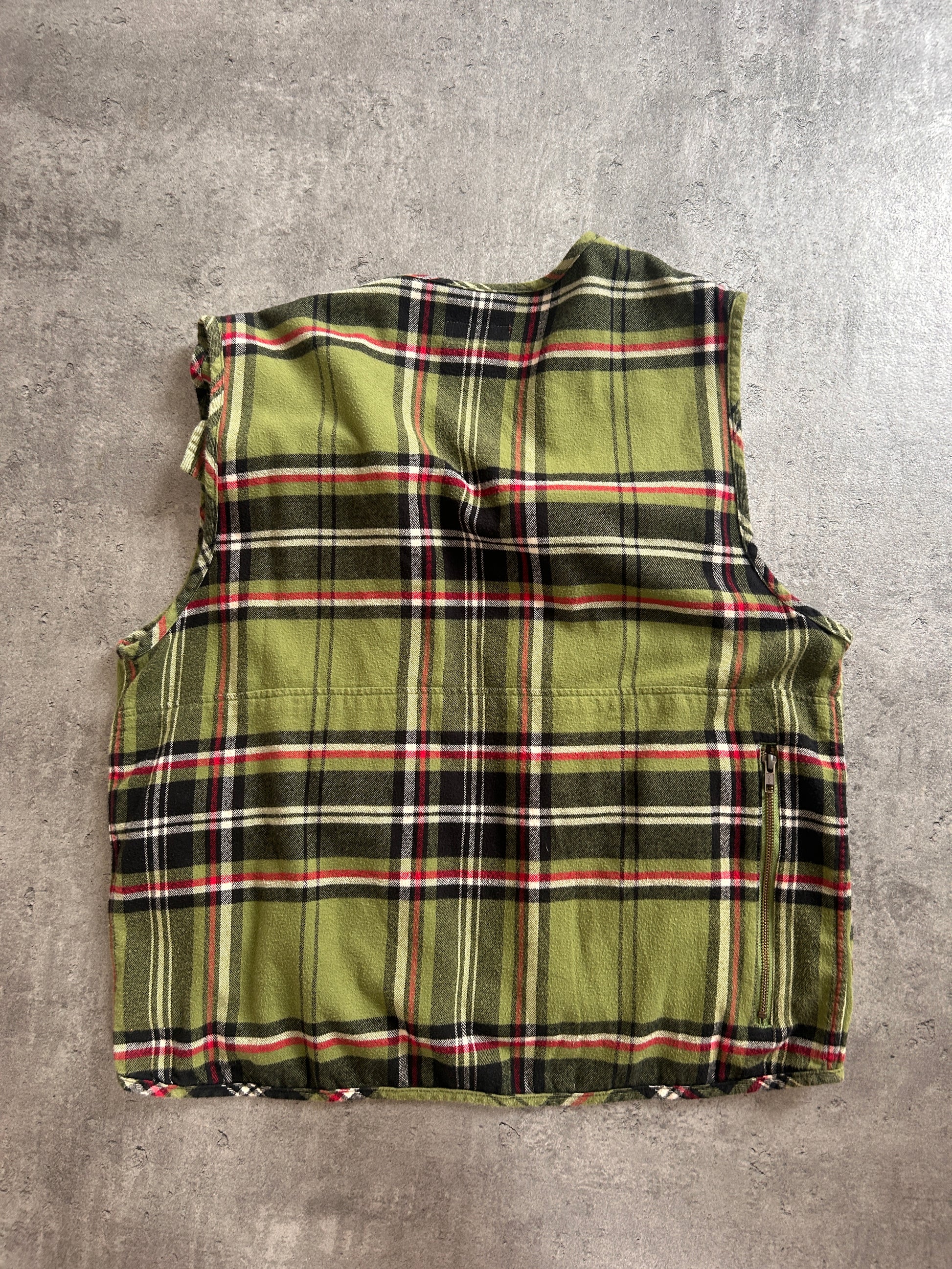 SUPREME TARTAN CHECK CARGO VEST (L)