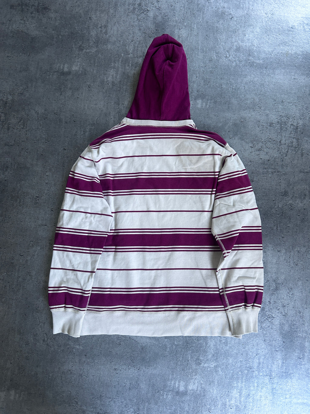SUPREME STRIPED HOODED CREWNECK (M)