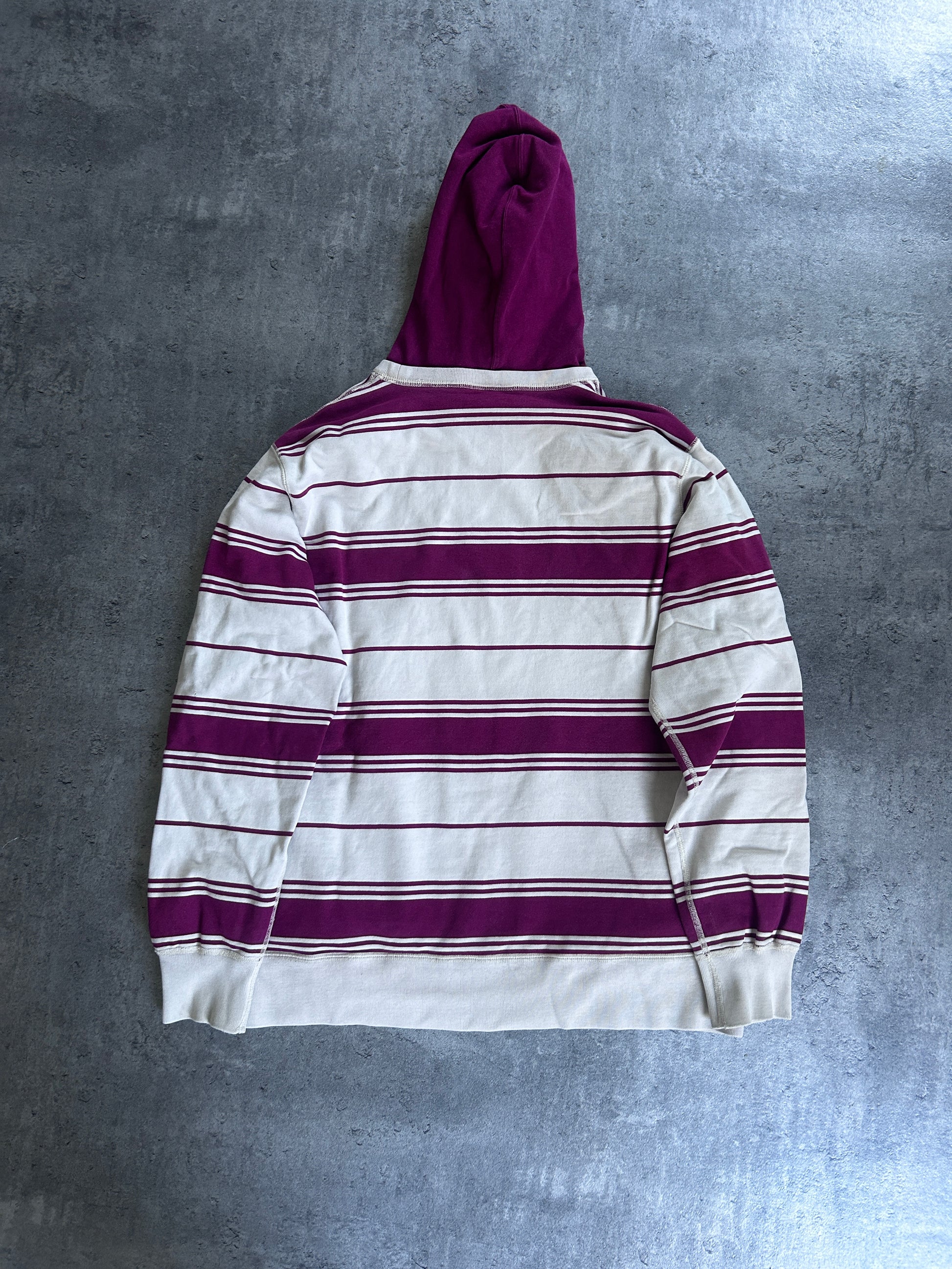 SUPREME STRIPED HOODED CREWNECK (M)