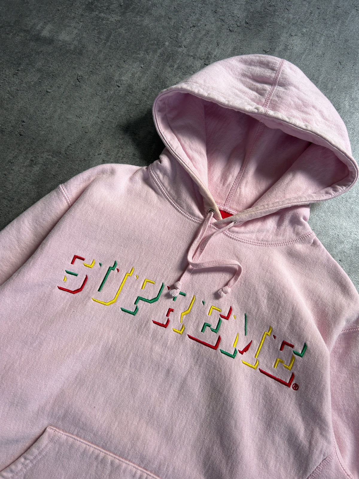 SUPREME DROP SHADOW HOODIE PINK (S)