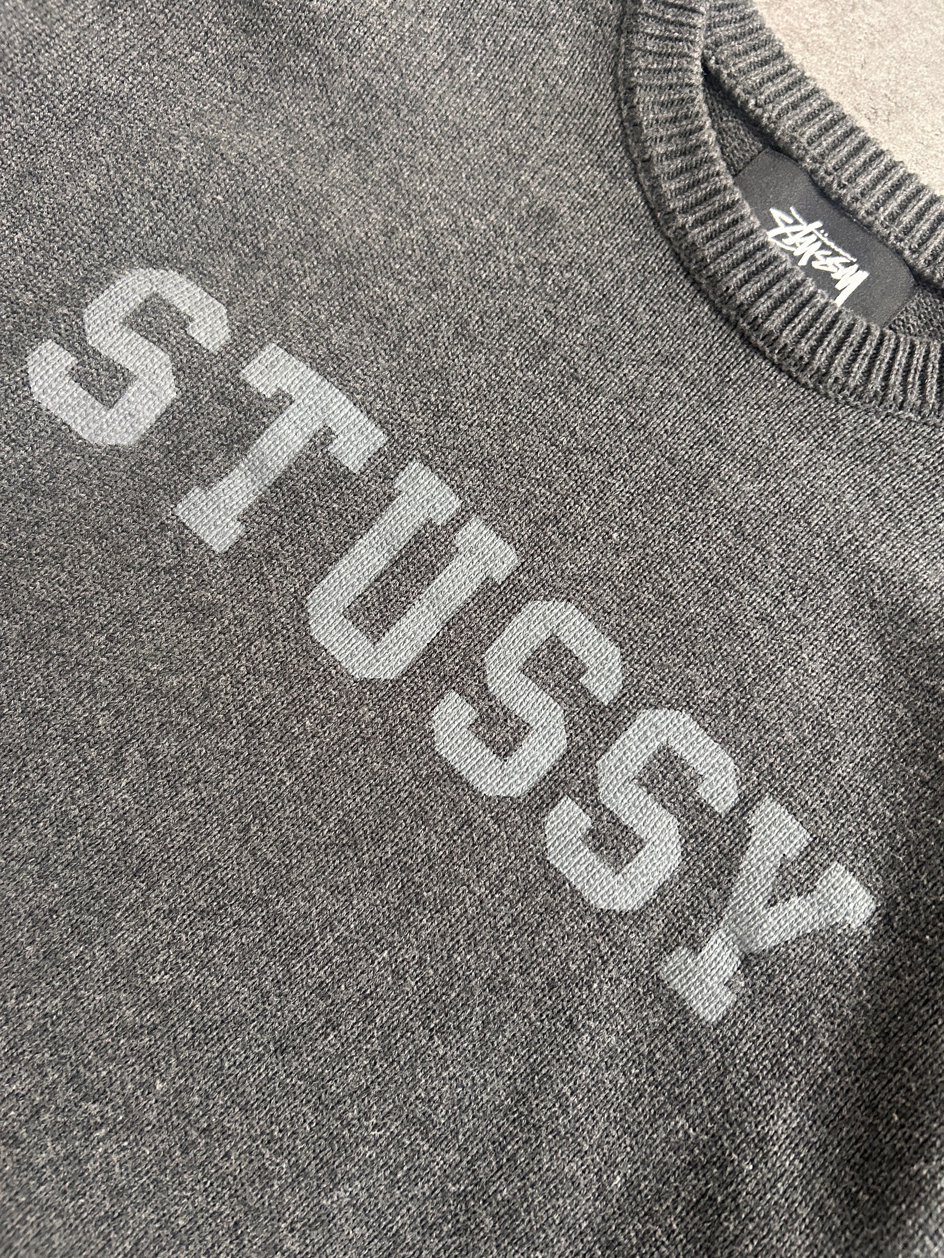 STÜSSY CONTRAST STRIPE KNIT SWEATER (L)