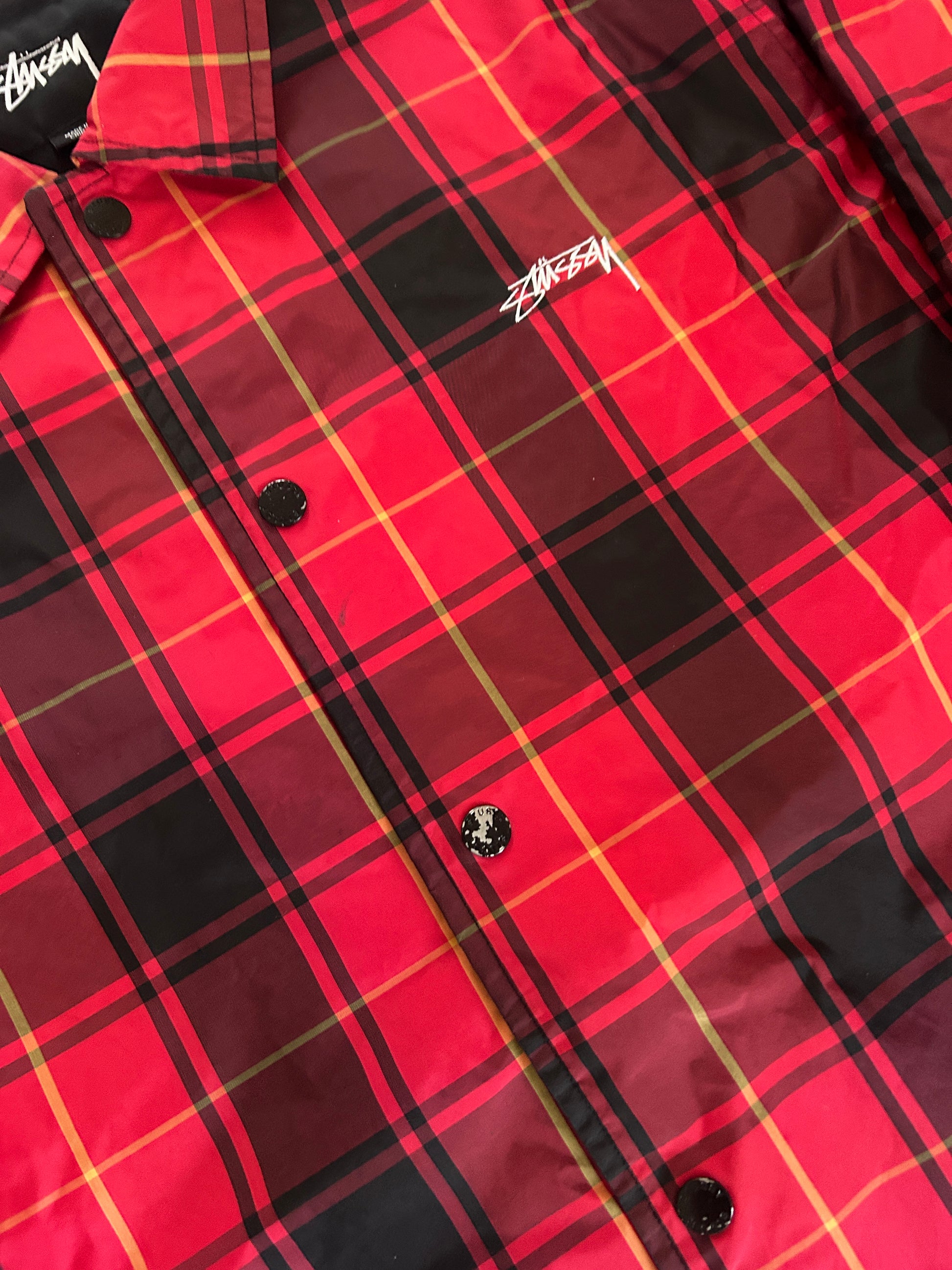 STUSSY COACH JACKET “RED PLAID” (L)